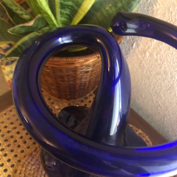 Handblown Large Flowering Cobalt Blue Coiled Vase Mid-Century Modern - Picture 14 of 14